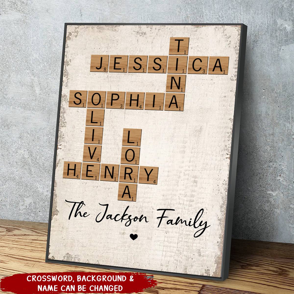 Family Crossword Art - Created In A Moment, Treasured Forever Personalized Poster