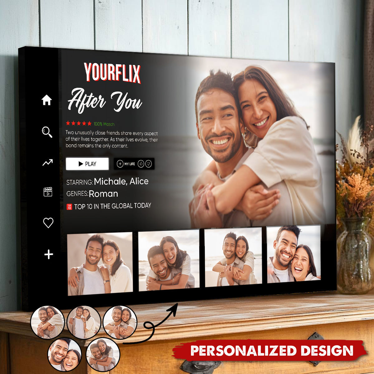 Personalized Couple Yourflix Movie Landscape Poster, Gift for Couples Anniversary Movie Poster