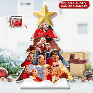 Custom Photo Xmas Tree With Memorable Year Moment - Family Christmas Decorations - Personalized Acrylic Photo Plaque