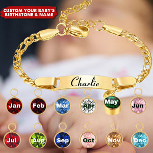 Personalized Baby Birthstone Engraving Name Bracelet, Gift For Children And Babies Aged 3 Years And Above