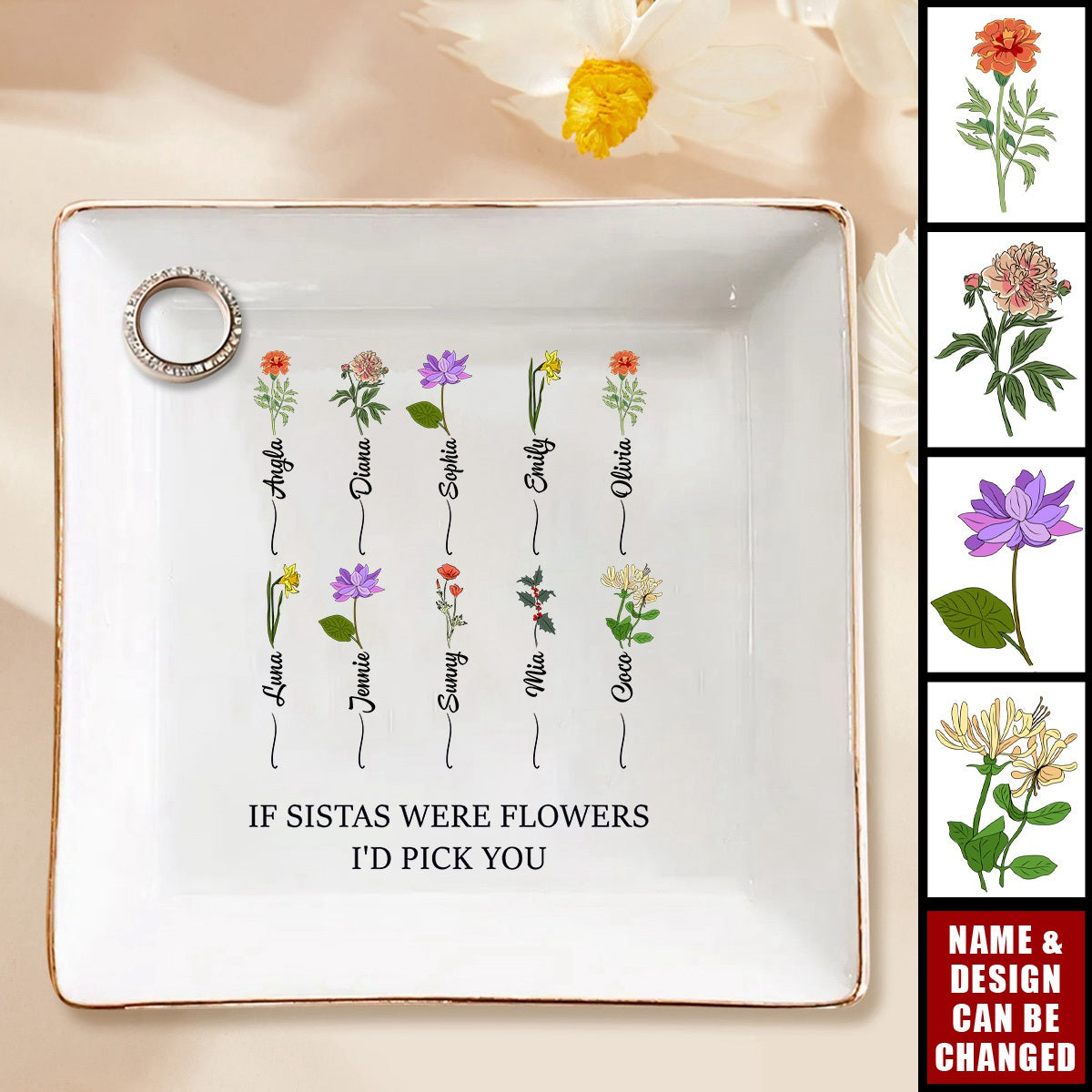 If Friends Were Flowers I'd Pick You - Personalized Jewelry Dish