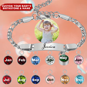 Personalized Baby Birthstone Engraving Name Bracelet, Gift For Children And Babies Aged 3 Years And Above