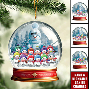 Grandma With Grandkids Christmas Personalized Snowball Ornament