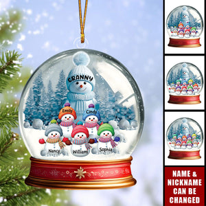 Grandma With Grandkids Christmas Personalized Snowball Ornament