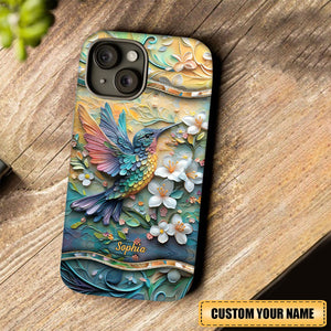 Radiant Hummingbird And Floral Harmony Personalized Name Phone Case