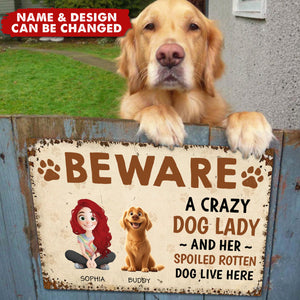 A Fun Way To Show Off Your Crazy Dog Lady Vibes - Dog Personalized Home Decor Metal Sign - House Warming Gift For Pet Owners, Pet Lovers