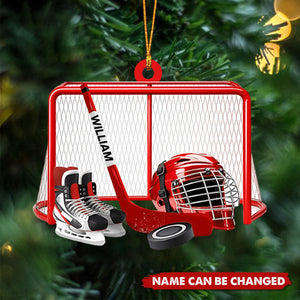 Personalized Ice Hockey Shaped Ornament - Gifts For Hockey Players