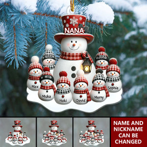 Christmas Snowman Grandma With Grandkids Personalized Acrylic Ornament