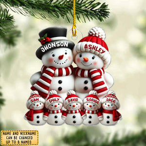 Cute Snowman Family Christmas Decor Personalized Acrylic Ornament