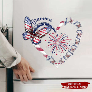 Butterfly Grandma Kid With Heart 4th July Personalized Decal