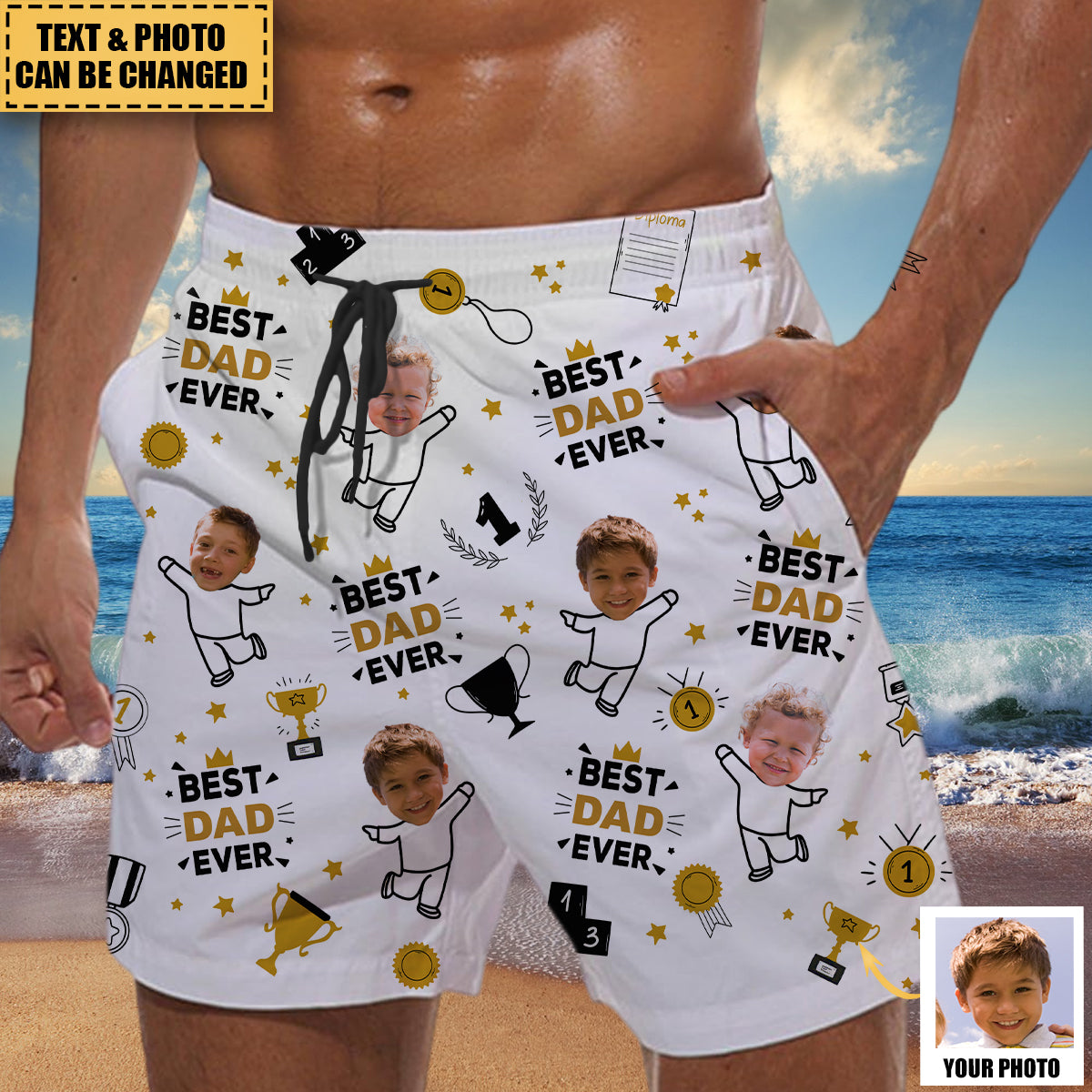 Custom Photo Kids Dancing - Personalized Unisex Beach Shorts