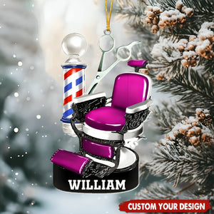 Custom Barber Chair Ornament, Personalized Ornament