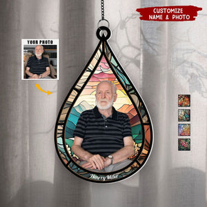 Memorial Family Gift Teardrop - Personalized Window Hanging Suncatcher Photo Ornament