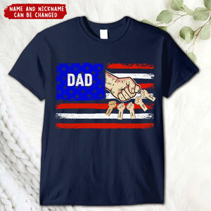 Papa Dad Hand Flag With Kids, Perfect Gift For Father's Day Personalized Shirt