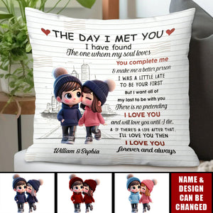 Cute Cartoon Couple Walking - Personalized Pillow