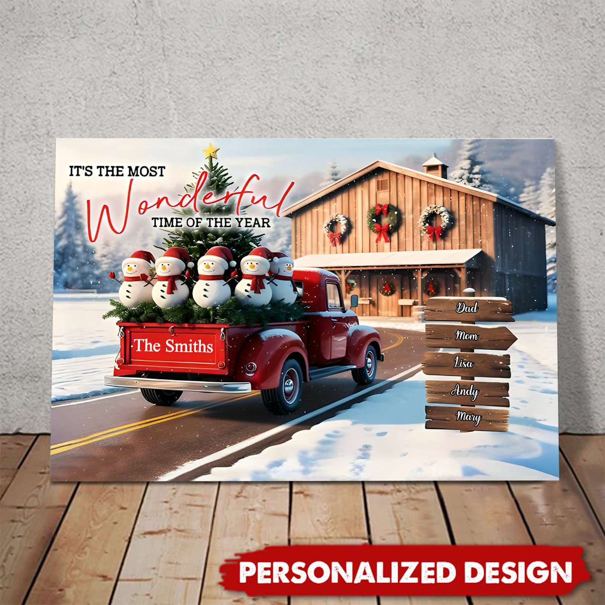 Rustic Christmas Family - Personalized Family Poster