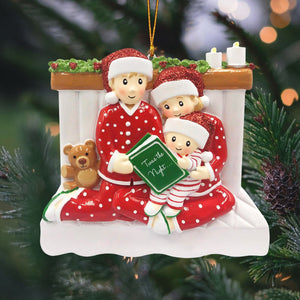 Story Time Family Ornament -  Personalized Handwritten Christmas Ornament