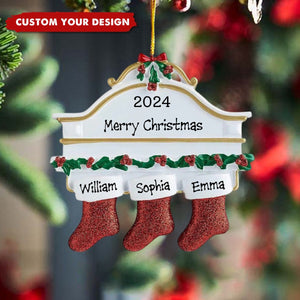 Resin Christmas Socks Family Nameplate Personalized Christmas Ornament