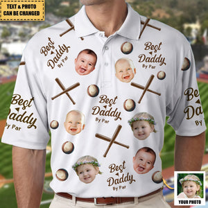 Best Daddy By Par - Personalized Photo  Baseball Polo Shirt