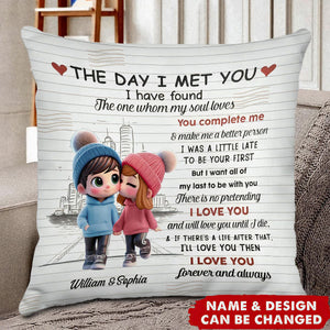 Cute Cartoon Couple Walking - Personalized Pillow