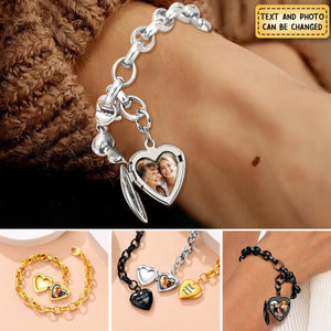 Personalized Heart Locket Picture Bracelet for Women