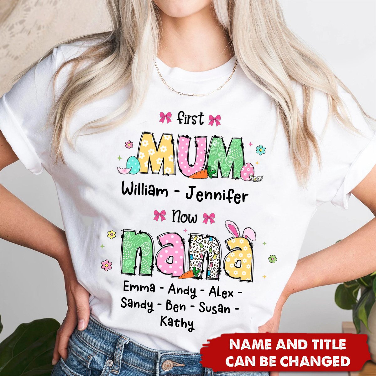 Personalized First Mom Now Grandma Easter Day Easter Peeps T-Shirt