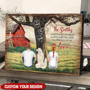 Family Sitting Back View Tree Farmhouse Personalized Poster