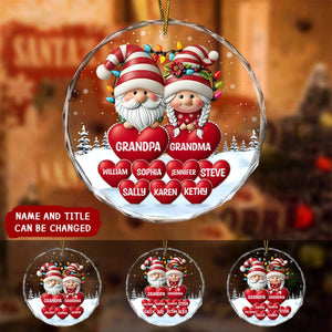 Every Time We Love, Every Time We Give, It’s Christmas - Family Personalized Custom Circle Glass Ornament - Christmas Gift For Grandpa, Grandma