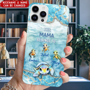 This Grandma Turtle Belongs To Grandkids Beneath Ocean Background Personalized Phone Case