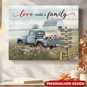 Personalized Christmas Gifts Custom Family Name Vintage Truck And Farm House Poster