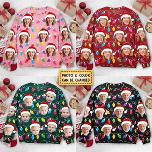 Custom Face Christmas Family Silly Xmas Leds - Personalized Photo Ugly Sweater