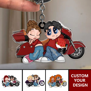 Y2K Couple Motorcycle Personalized Keychain