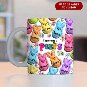 Grandma's Colorful Bunnies Personalized Mug, Easter Gift