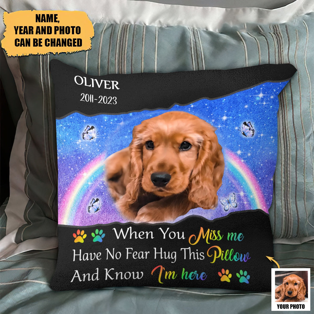 Custom Photo I Hug This Pillow Memorial Pet - Personalized Pillow