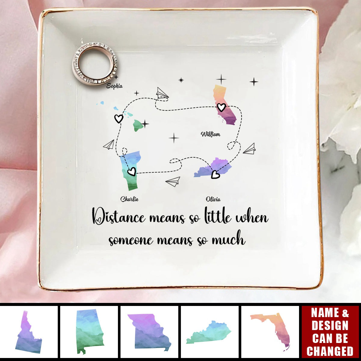 I Miss Your Face - Custom Multiple States - Personalized Jewelry Dish