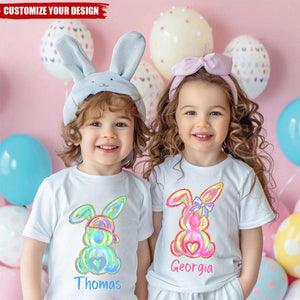 Easter Brushstroke Bunny - Personalized T-Shirt, Gift for Boys Girls