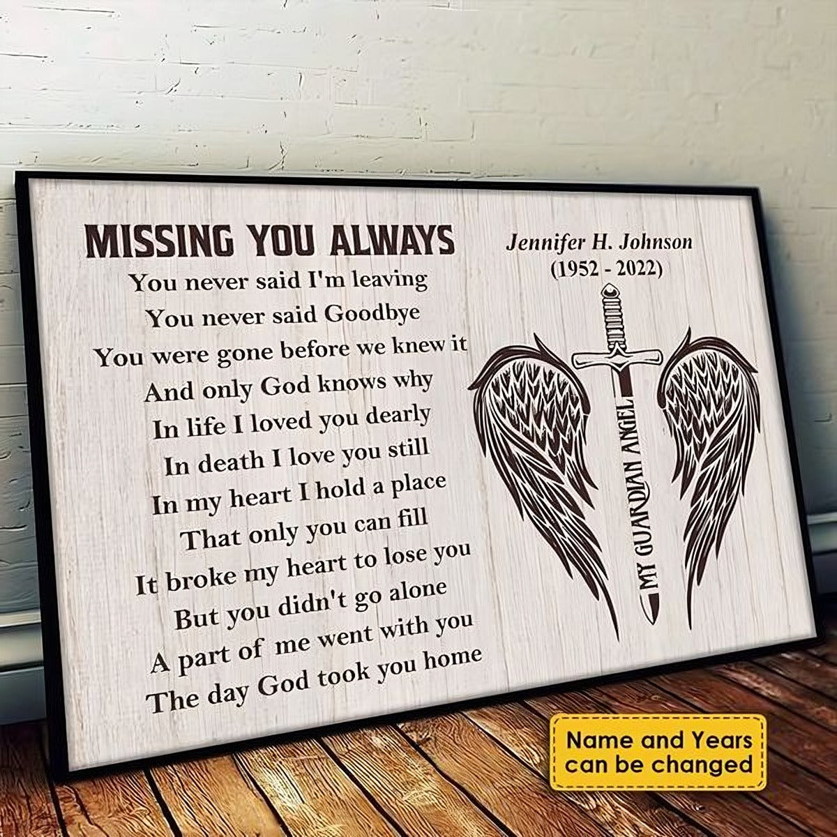 Missing You Always - Memorial Personalized Horizontal Poster - Sympathy Gift For Family Members