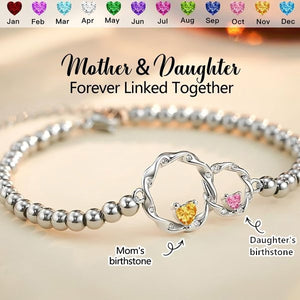 Mothers & Daughters Custom Birthstone Interlocking Beaded Bracelet