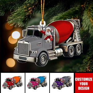 Personalized Cement Mixer Santa Shaped Ornament, Cement Mixer Lover Gift