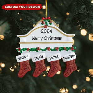 Resin Christmas Socks Family Nameplate Personalized Christmas Ornament