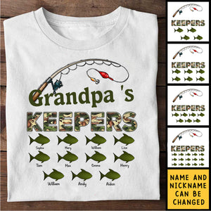 Grandpa's Keepers Camouflage Pattern Fishing Personalized Shirt, Unique 2025 Father's Day Gift For Grandpa, Dad