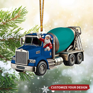 Personalized Cement Mixer Santa Shaped Ornament, Cement Mixer Lover Gift