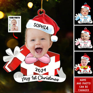 Custom Photo Hi I'm New Here - Family Personalized Acrylic Ornament  - Christmas Gift For Baby Kids, Newborn Baby