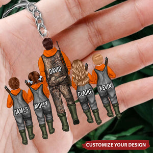 Hunting Dad Grandpa With Kids - Personalized Keychain