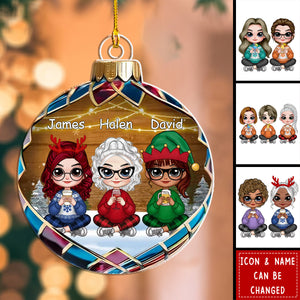 Personalized Christmas Besties Winter View Ornament - Gift For Grandmom, Mom, Best Friend