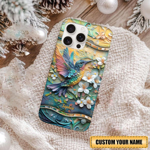 Radiant Hummingbird And Floral Harmony Personalized Name Phone Case