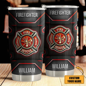 Firefighter Personalized Name Stainless Steel Tumbler