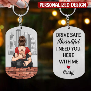 I Need You Here With Me - Couple Personalized Custom Keychain - Gift For Husband Wife, Anniversary