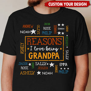 Reasons I Love Being Grandpa Grandma Personalized T-Shirt