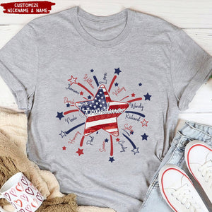 4th of July America Flag Star Mimi Mom Little Kids Personalized T-shirt